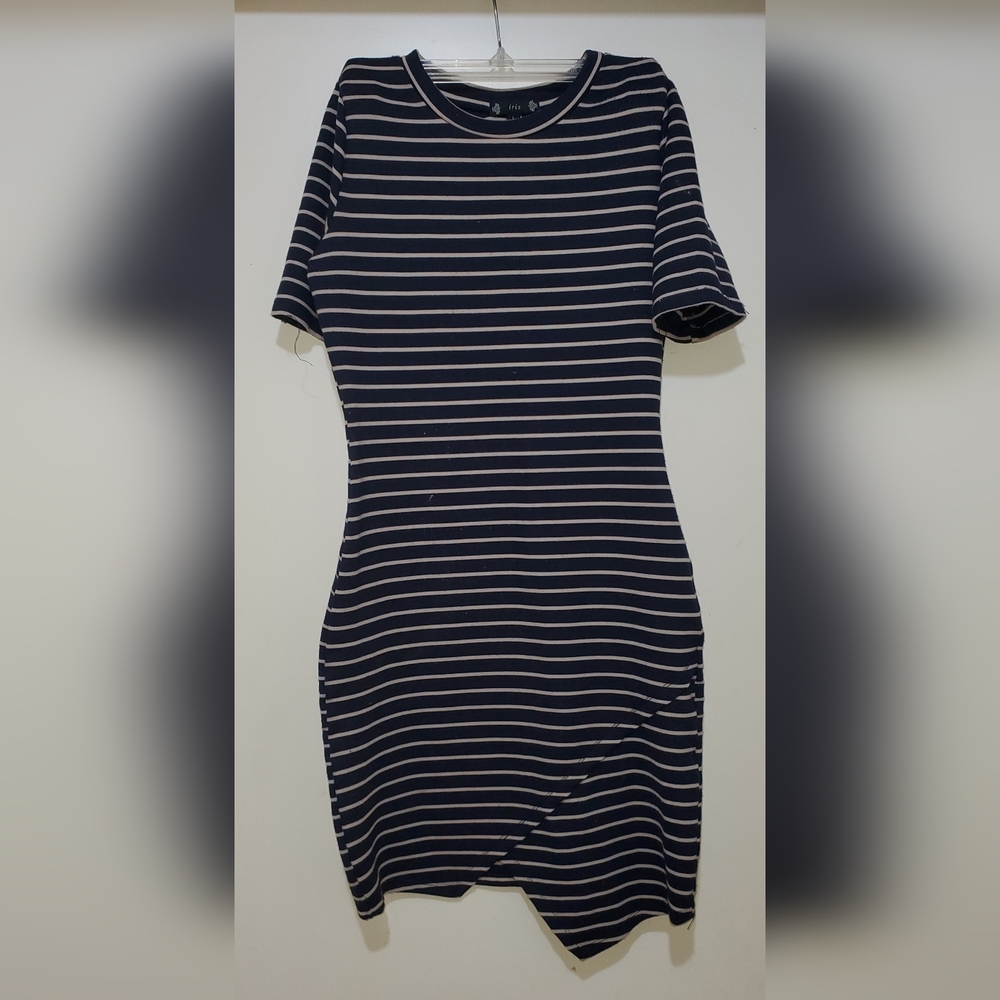 Iris Navy and White Striped Maxi Dress